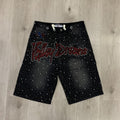 Valley Rhinestone Logo Shorts - Black