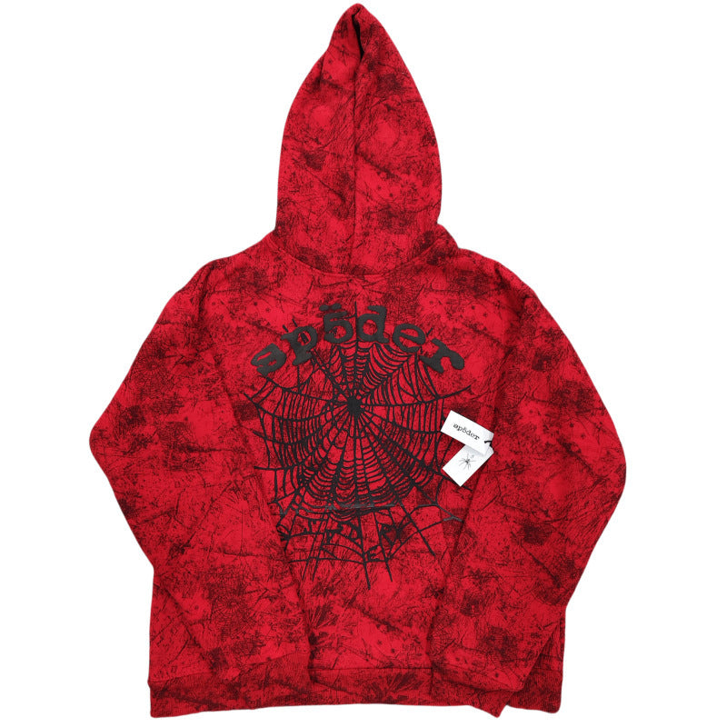 Sp5der Red Black Crystal Web Hoodie