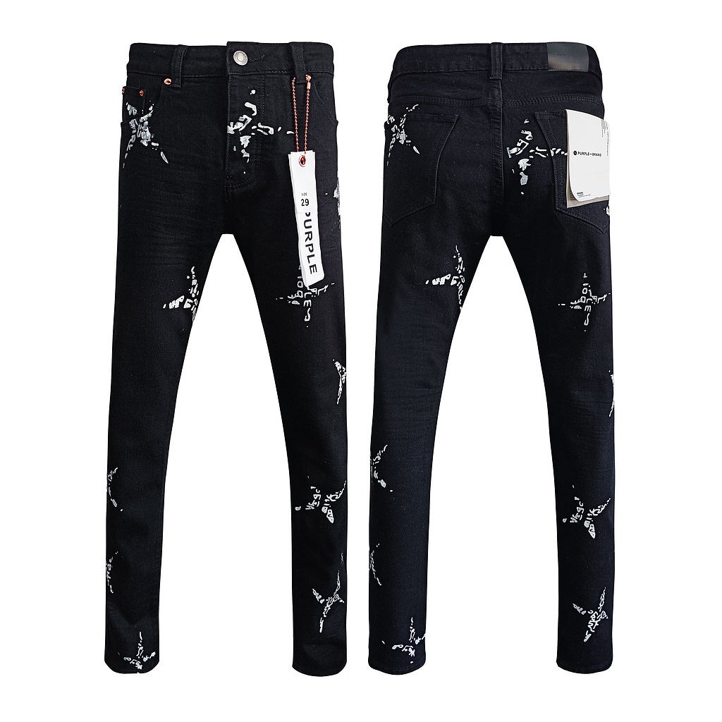 Purple Brand Black Paint Splatter Skinny Jeans