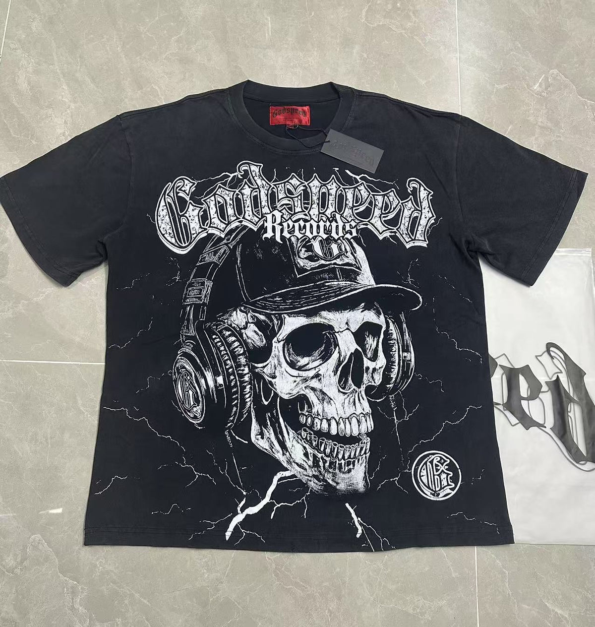 Godspeed Skull Headphones Graphic Tee - Black