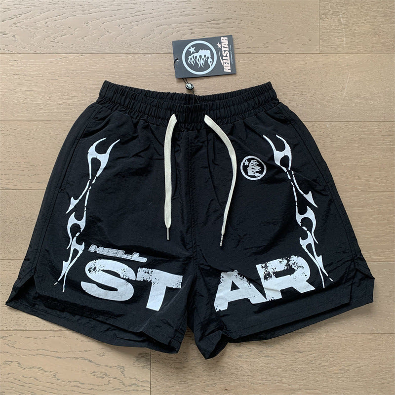 Hellstar Black White All-Over Logo Shorts