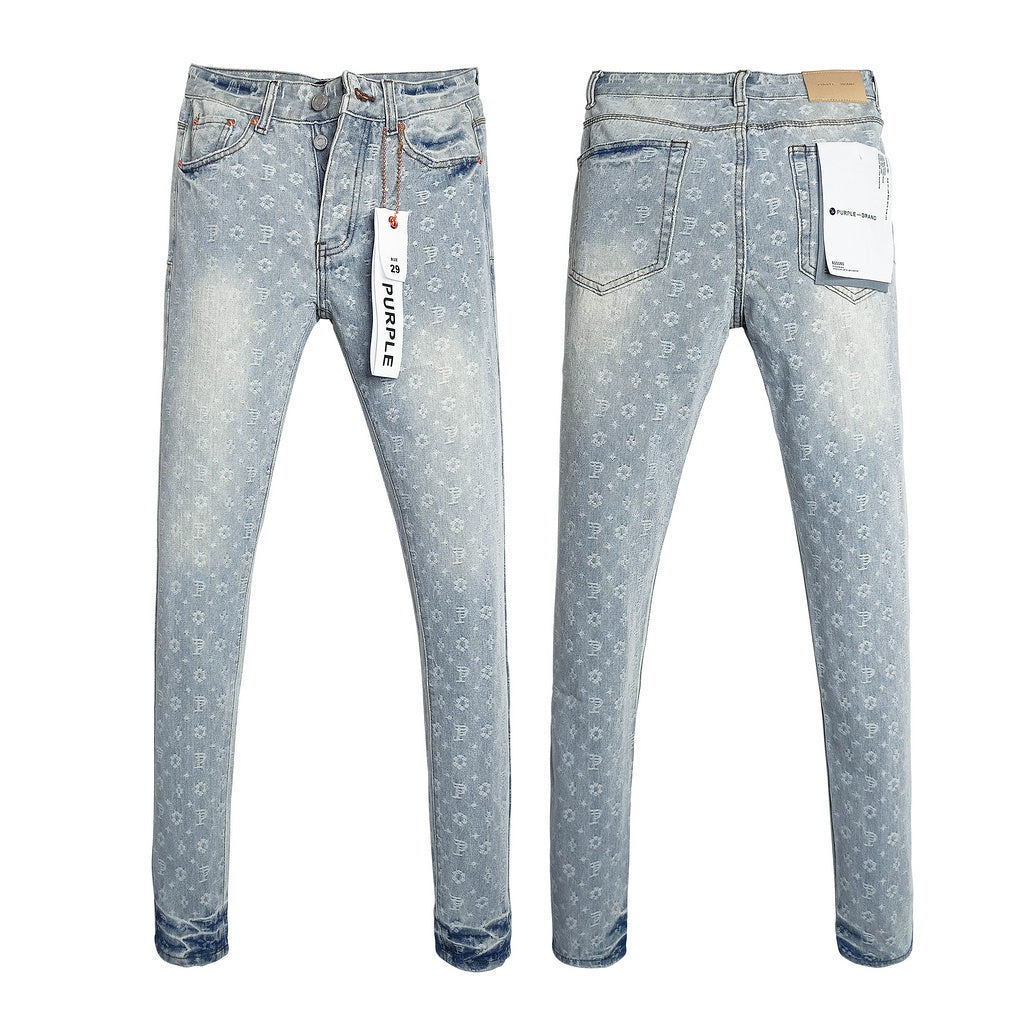Purple Brand Light Wash Monogram Jeans