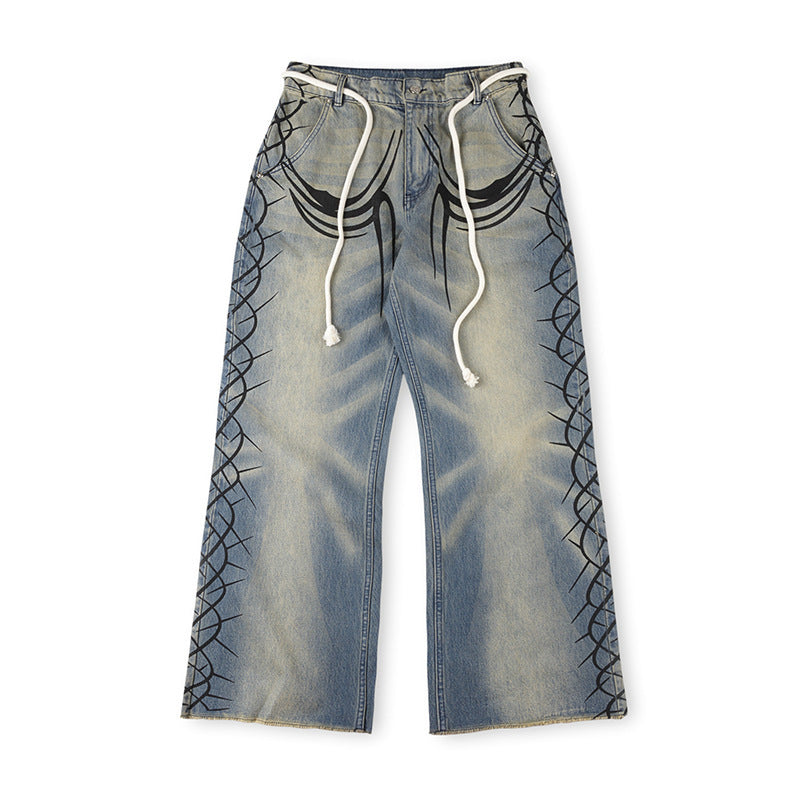 Hellstar Blue Flame Panel Jeans