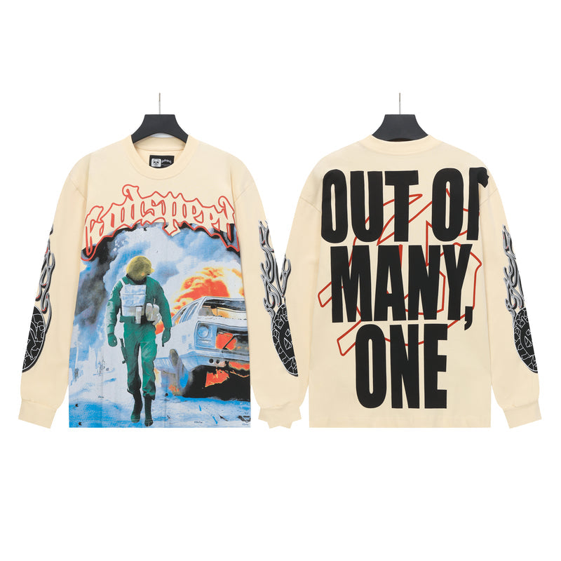 Godspeed Out of Many Astronaut Graphic Long-Sleeve Shirt - Cream