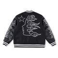 Hellstar Black White Flame Varsity Jacket
