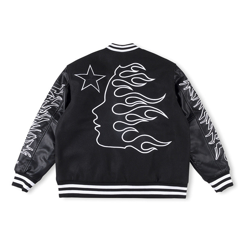 Hellstar Black White Flame Varsity Jacket