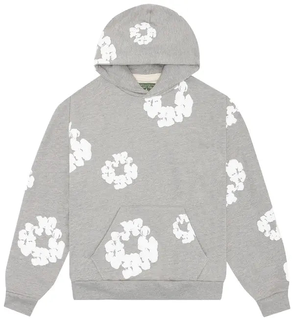 Denim Tears Cotton Wreath Hoodie - Heather Gray and White