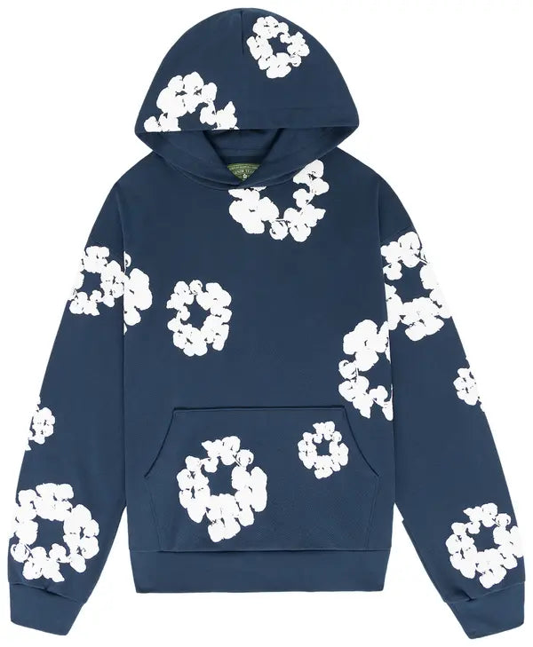 Denim Tears Cotton Wreath Hoodie - Navy and White