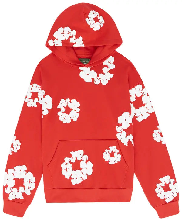 Denim Tears Cotton Wreath Hoodie - Red and White