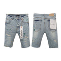 Purple Brand Light Wash Paint Splatter Denim Shorts