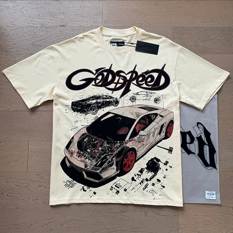 Godspeed Performance Car Graphic Tee - Cream
