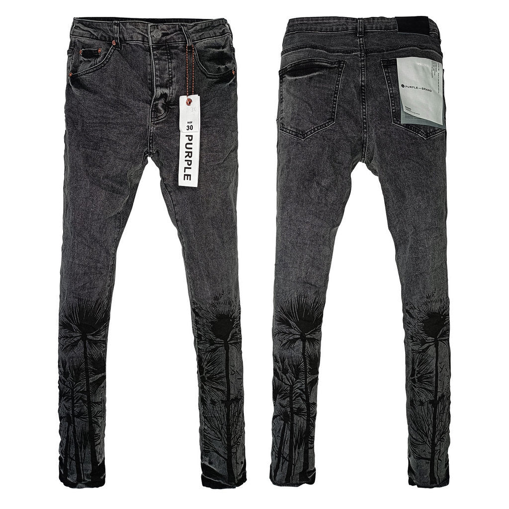 Purple Brand Washed Black Textured Skinny Jeans