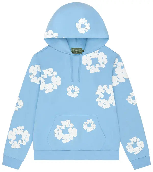 Denim Tears Cotton Wreath Hoodie - Light Blue and White