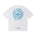 Chrome Hearts Blue Horseshoe Outline T-Shirt - White