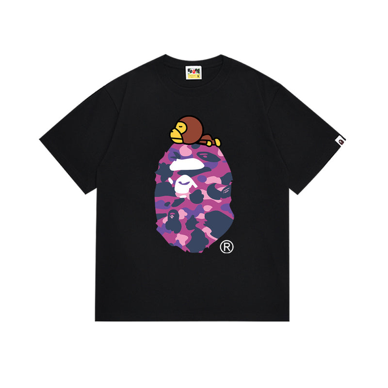 BAPE Purple Camo Baby Milo Sleeping T-Shirt - Black