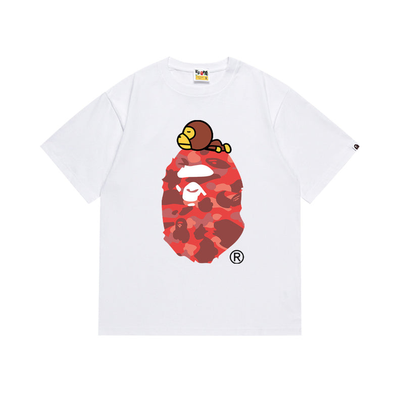 BAPE Red Camo Baby Milo Sleeping T-Shirt - White