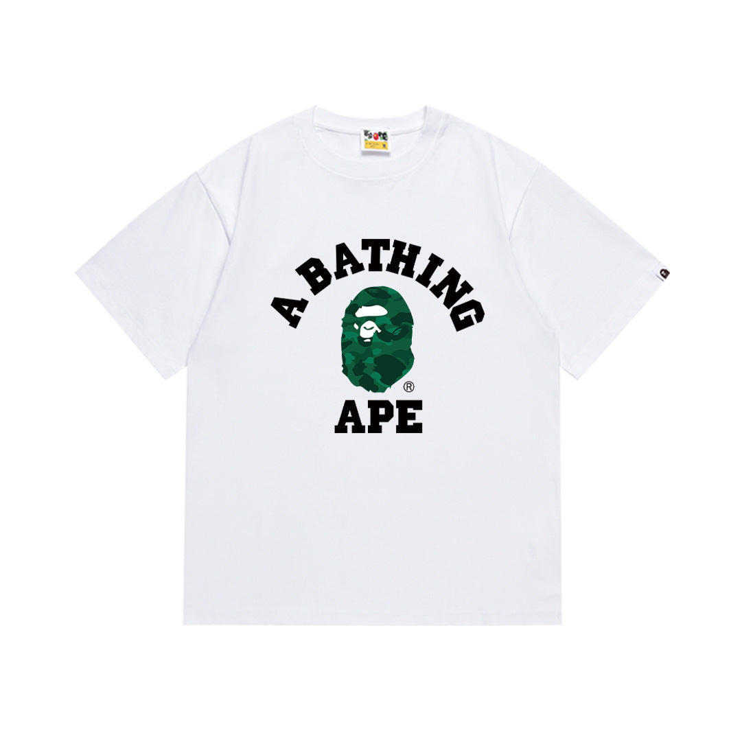 BAPE College Camo Ape Head T-Shirt White and Green