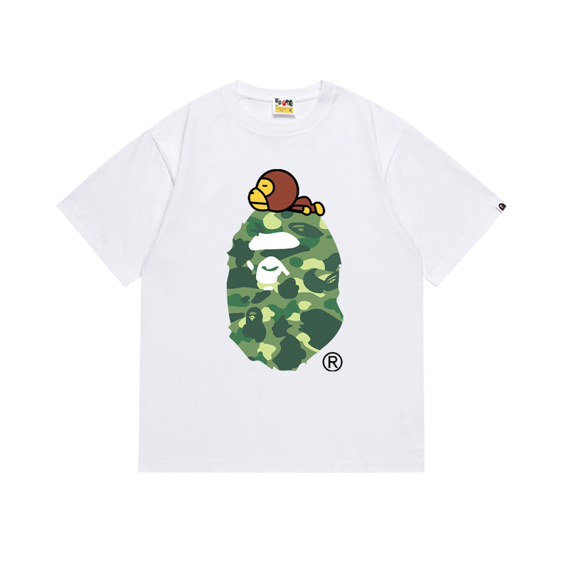 BAPE Green Camo Baby Milo Sleeping T-Shirt - White
