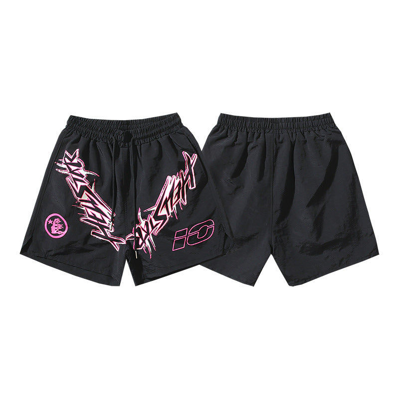 Hellstar Black Pink Flame Logo Shorts