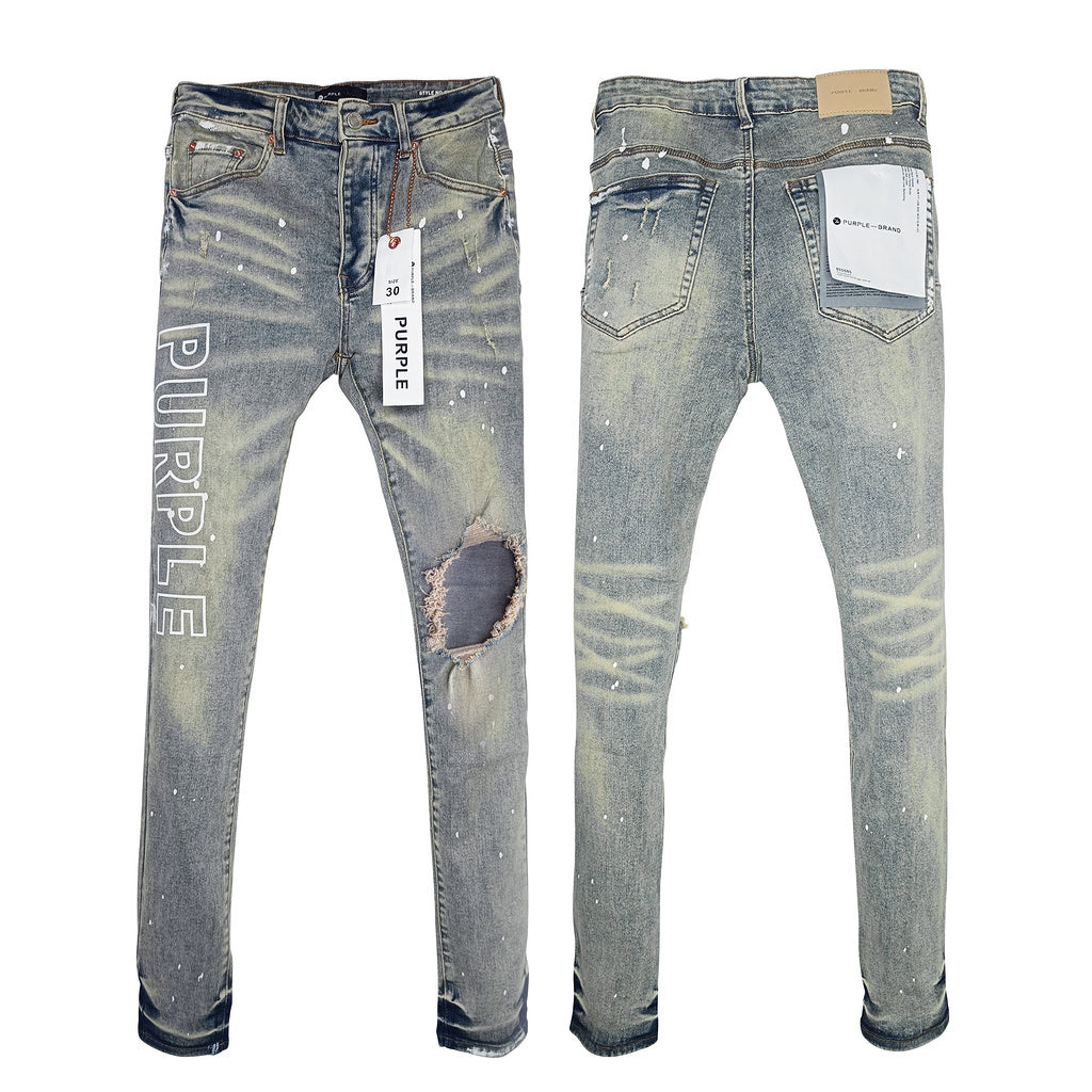 Purple Brand Light Wash Vertical Logo Jeans