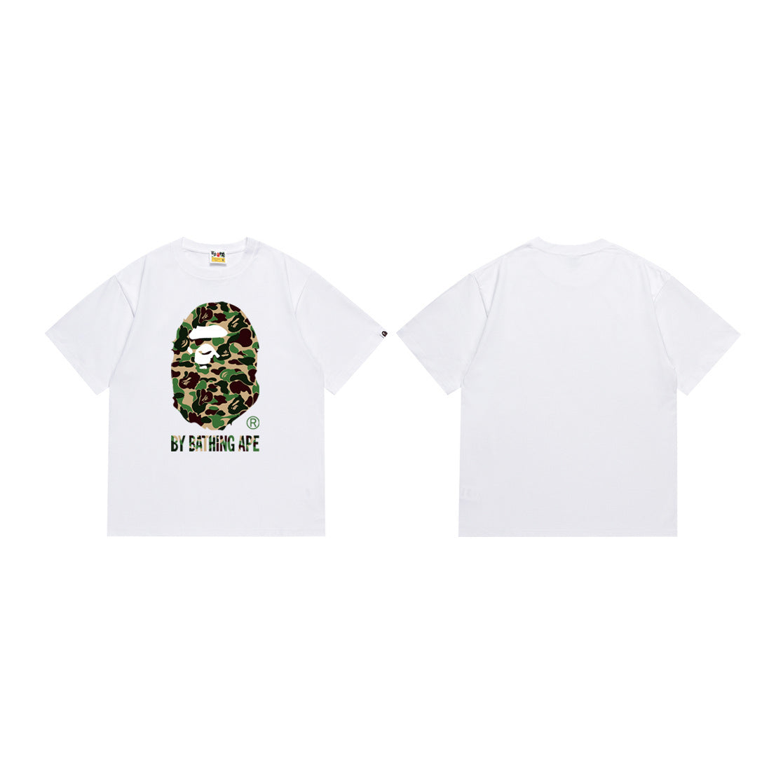 BAPE Army Green Camo Ape Head Tee - White