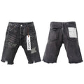 Purple Brand Washed Black Distressed Denim Shorts