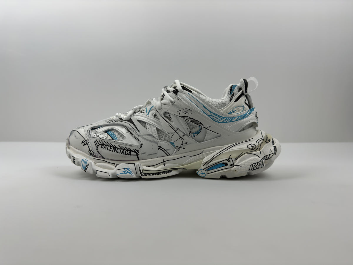 Balenciaga Track Sneaker Silver and Blue
