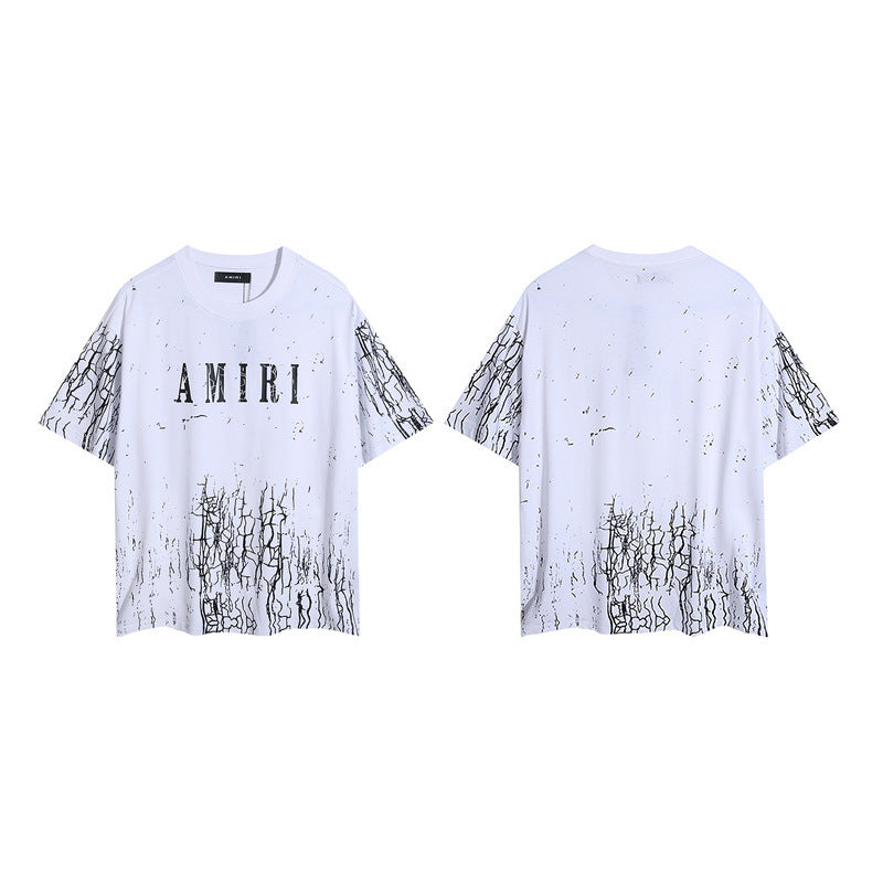 Amiri White Paint Splatter Logo T-Shirt