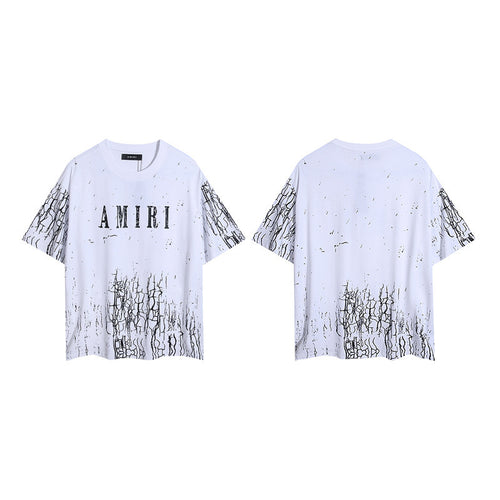 Amiri White Paint Splatter Logo T-Shirt