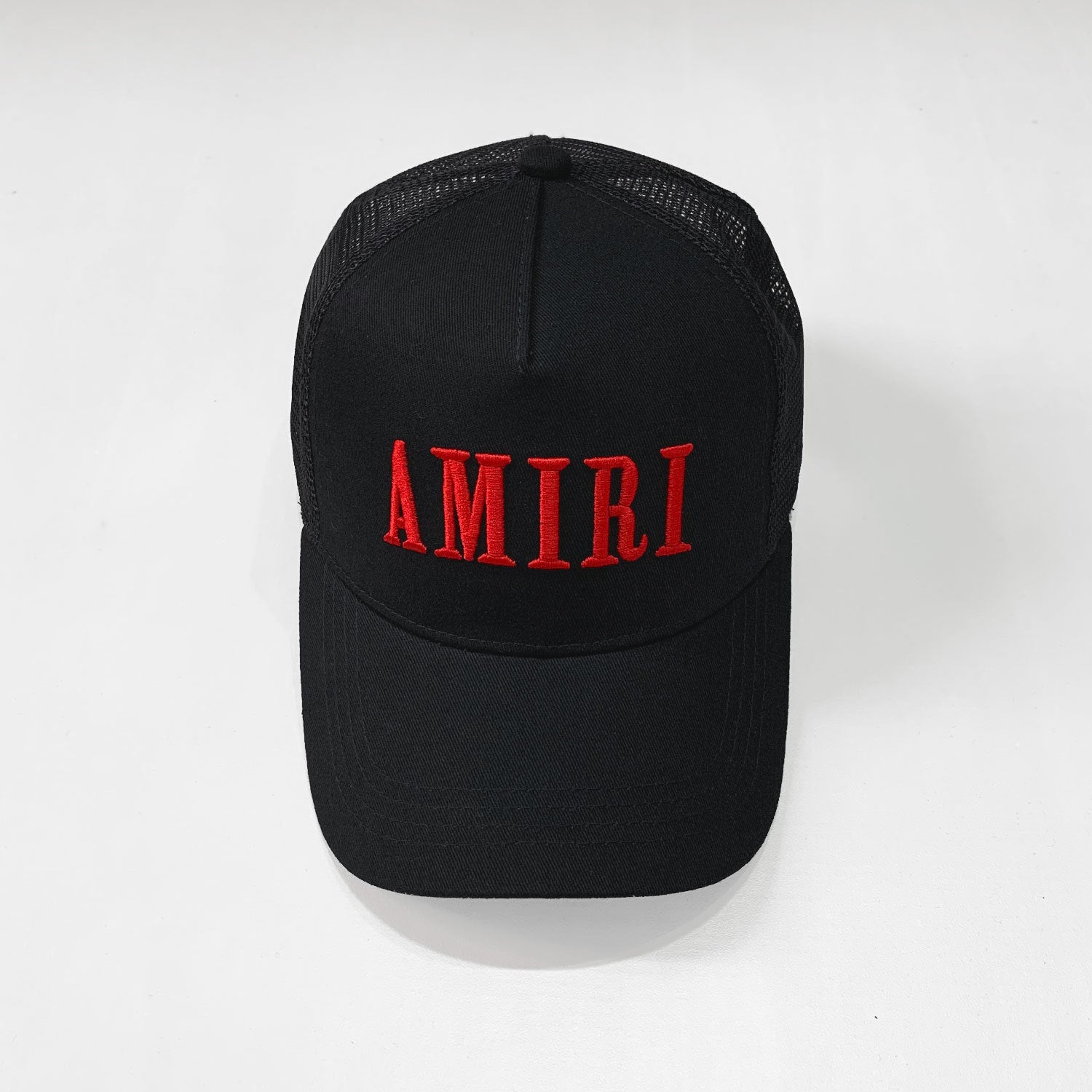 Amiri Black and Red Logo Trucker Hat