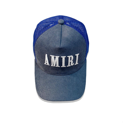 Amiri Denim Blue Logo Trucker Hat