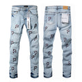 Purple Brand Light Wash Monogram Skinny Jeans