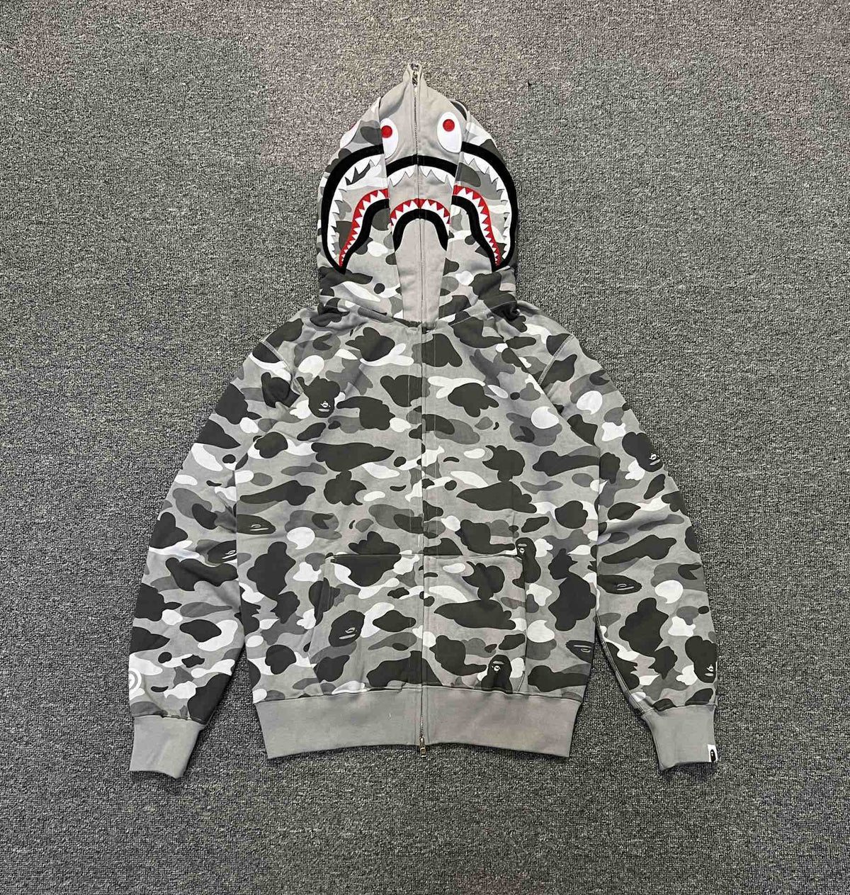 BAPE Shark Full-Zip Hoodie Grey Camo