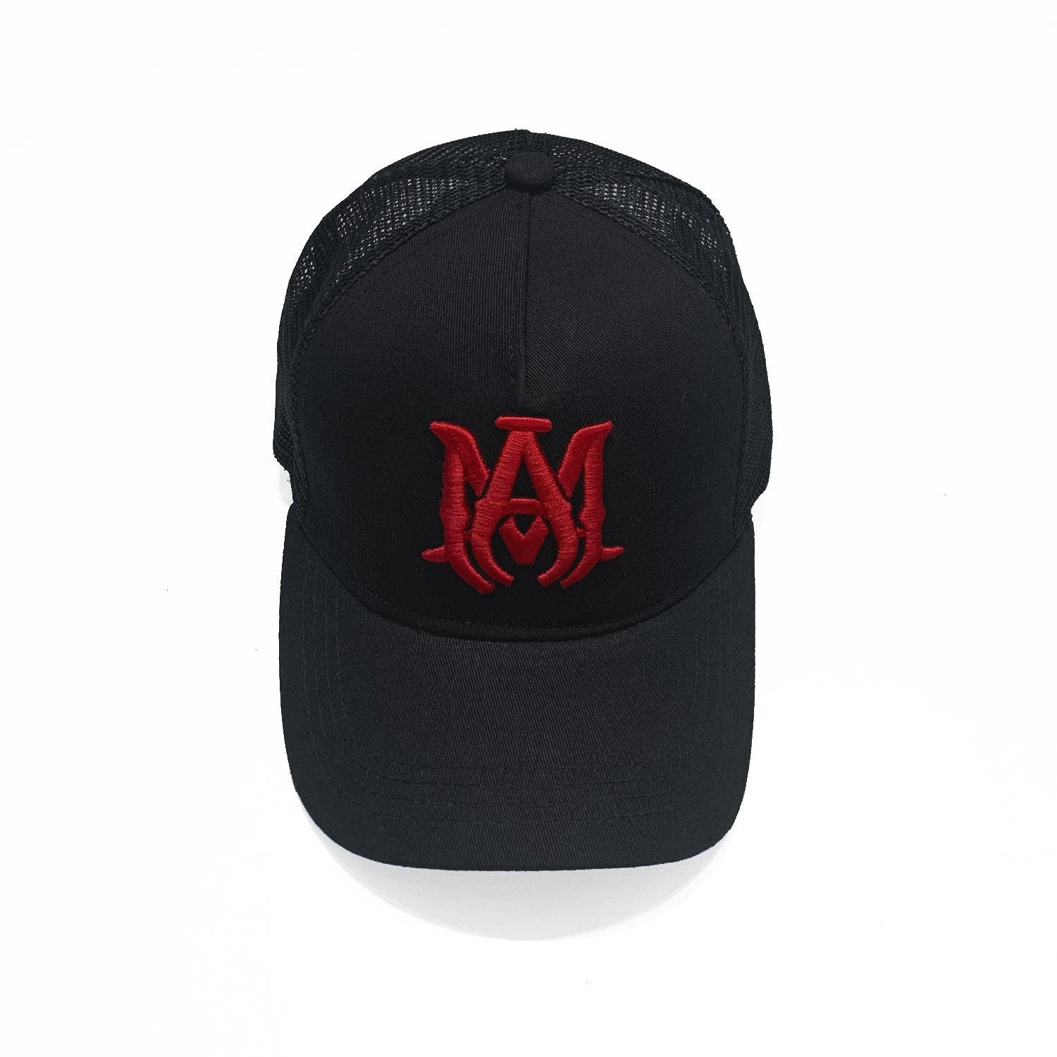 Amiri Black and Red Monogram Trucker Hat