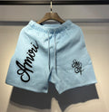 Amiri Light Blue Logo Shorts