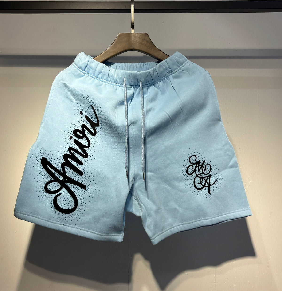 Amiri Light Blue Logo Shorts