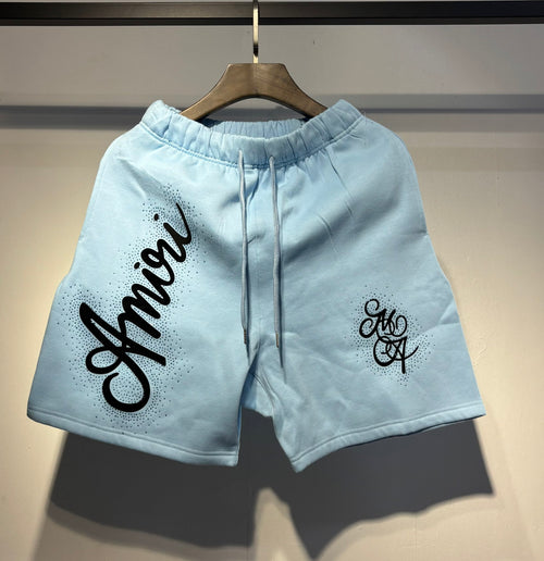 Amiri Light Blue Logo Shorts