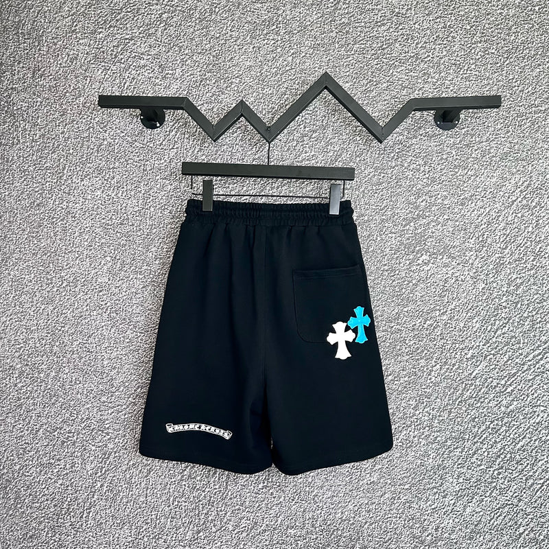 Chrome Hearts Blue and White Cross Sweat Shorts - Black