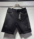Amiri Rhinestone-Trim Denim Jorts - Black