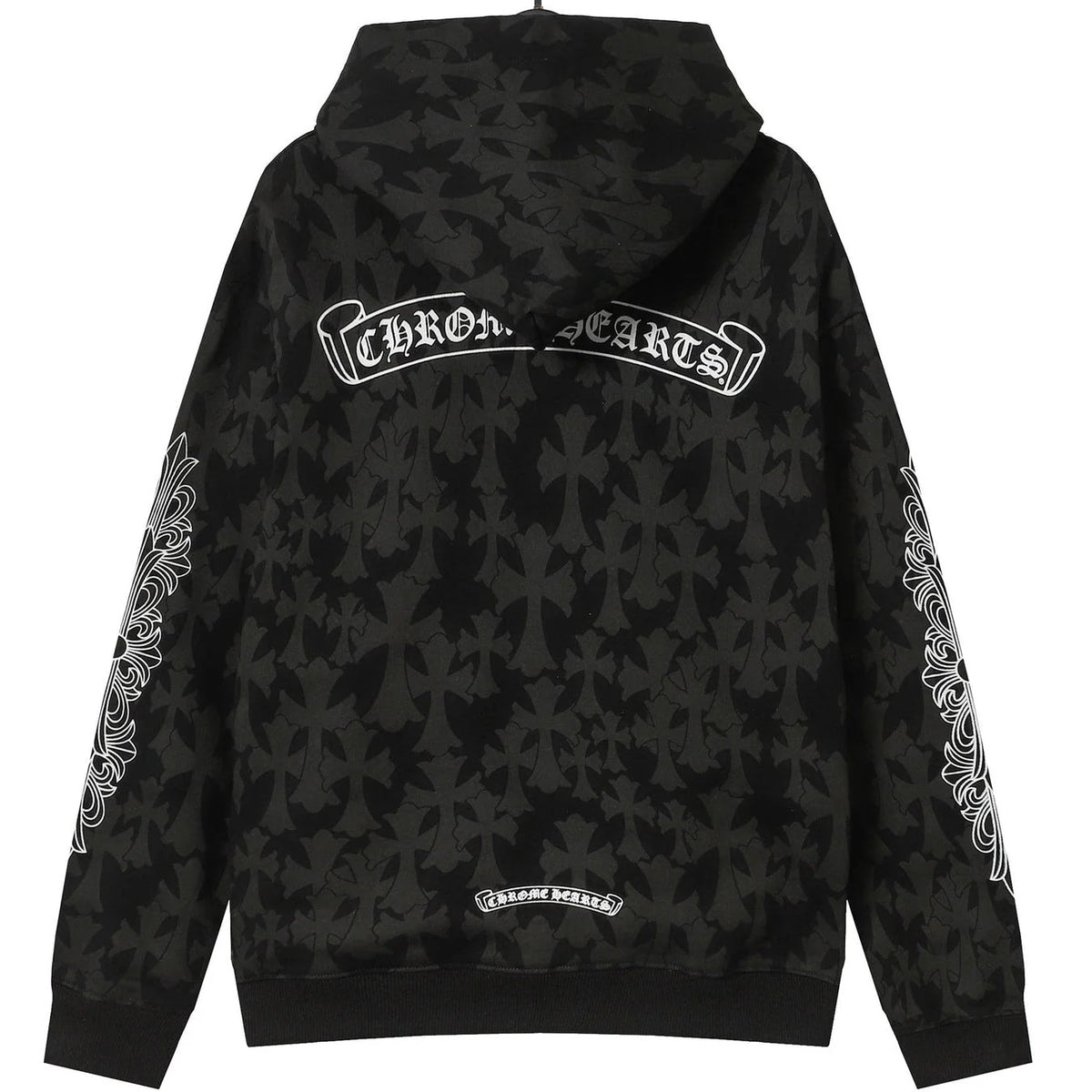 Chrome Hearts Black Tonal Cross Zip Hoodie