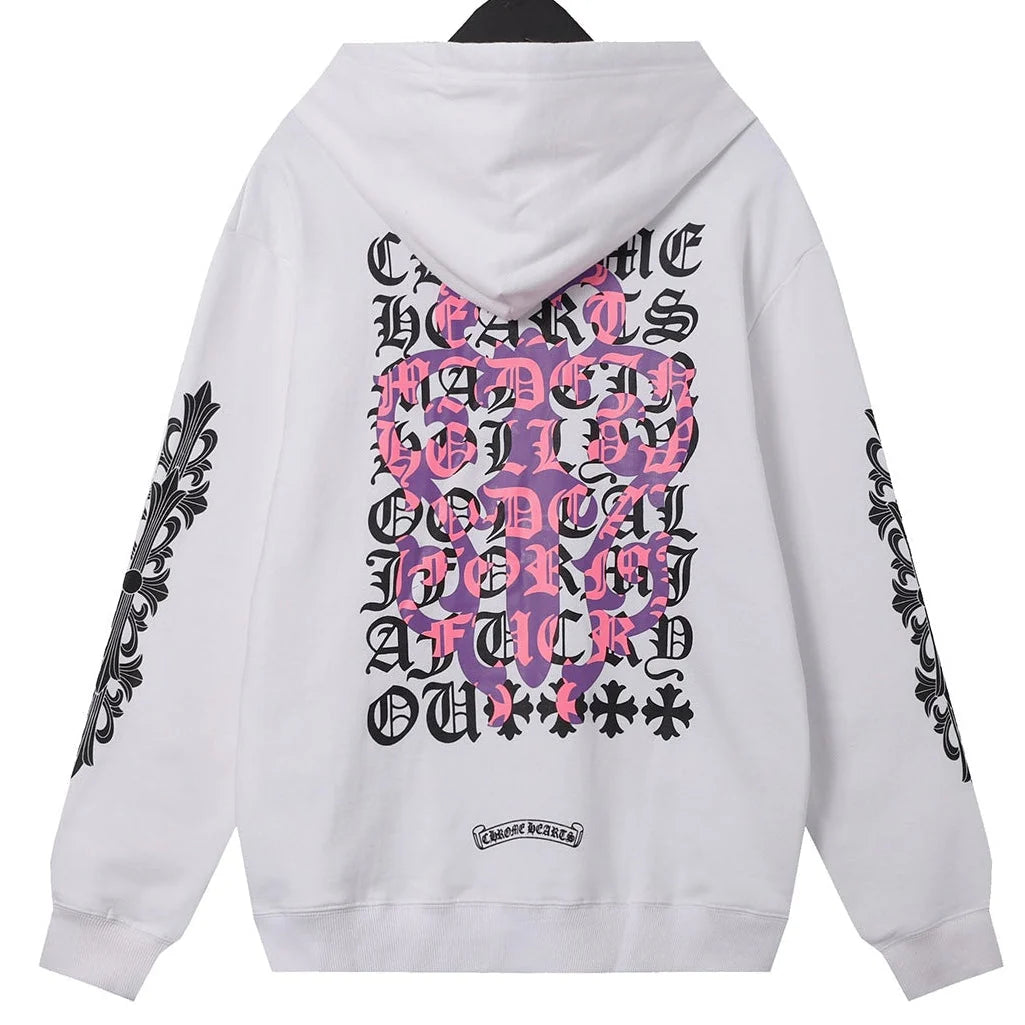 Chrome Hearts White Pink Script Hoodie