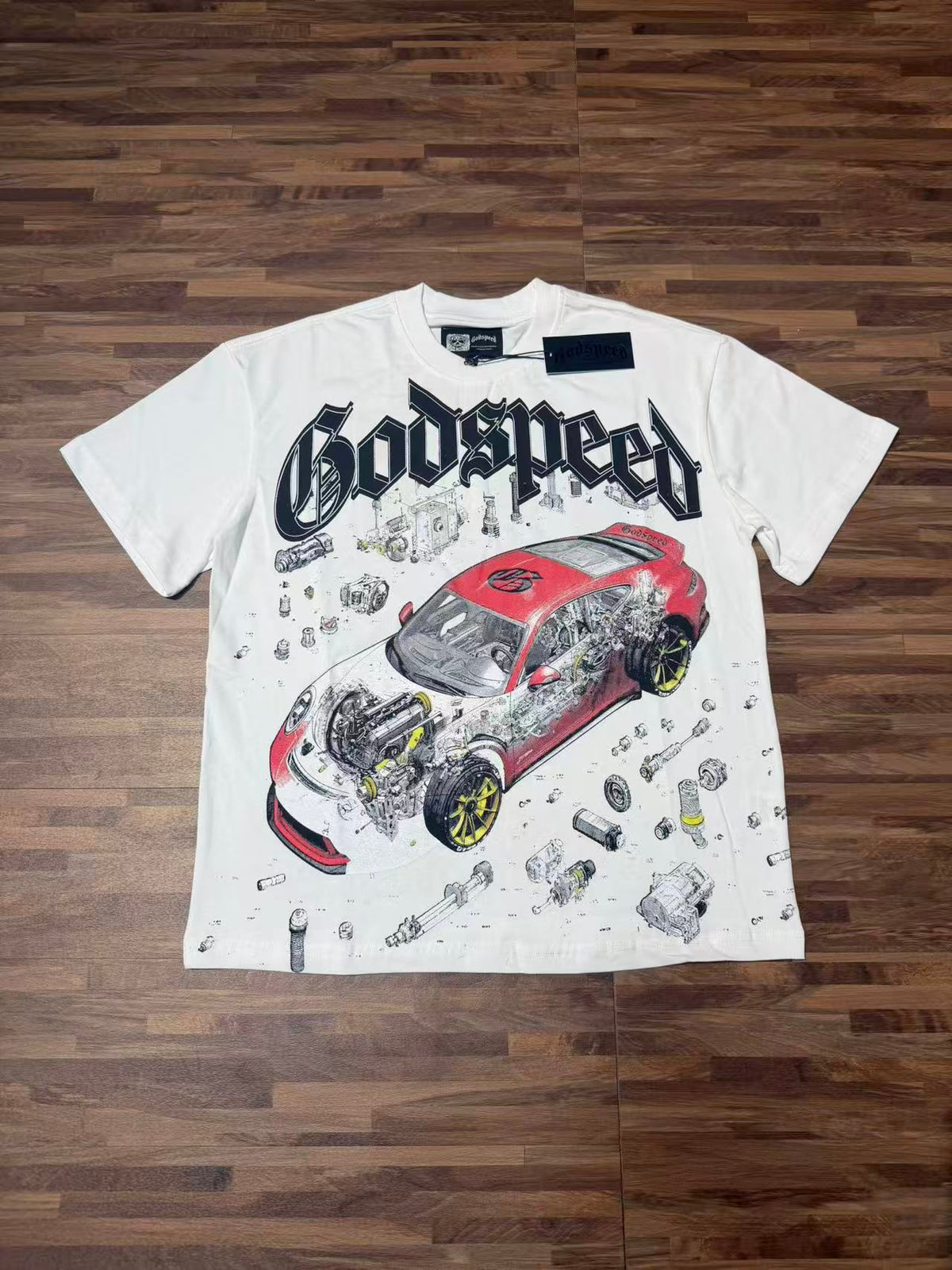 Godspeed Rally Car Graphic Tee - White