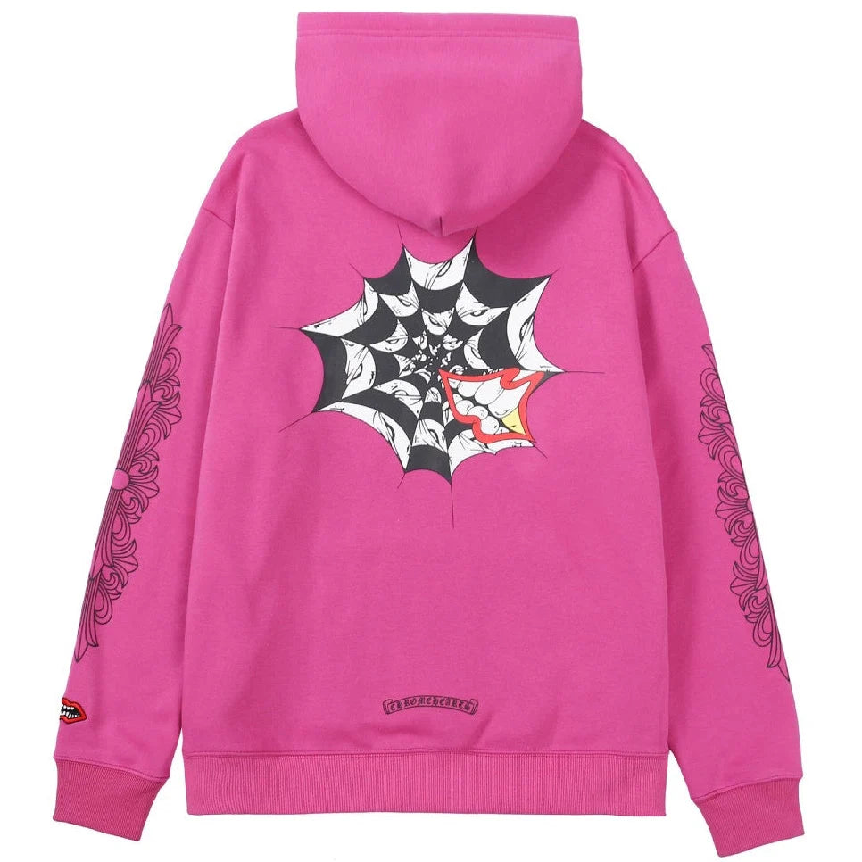 Chrome Hearts Pink Spider Web Hoodie