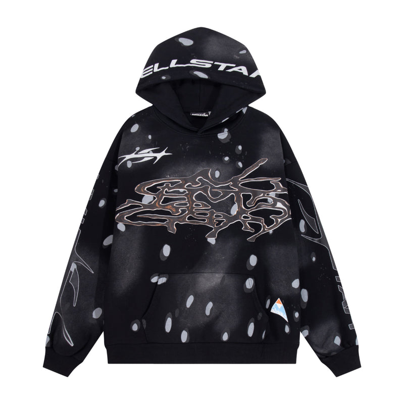 Hellstar Black Grey Crystal Graphic Hoodie