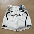 Hellstar White Black Flame Logo Shorts