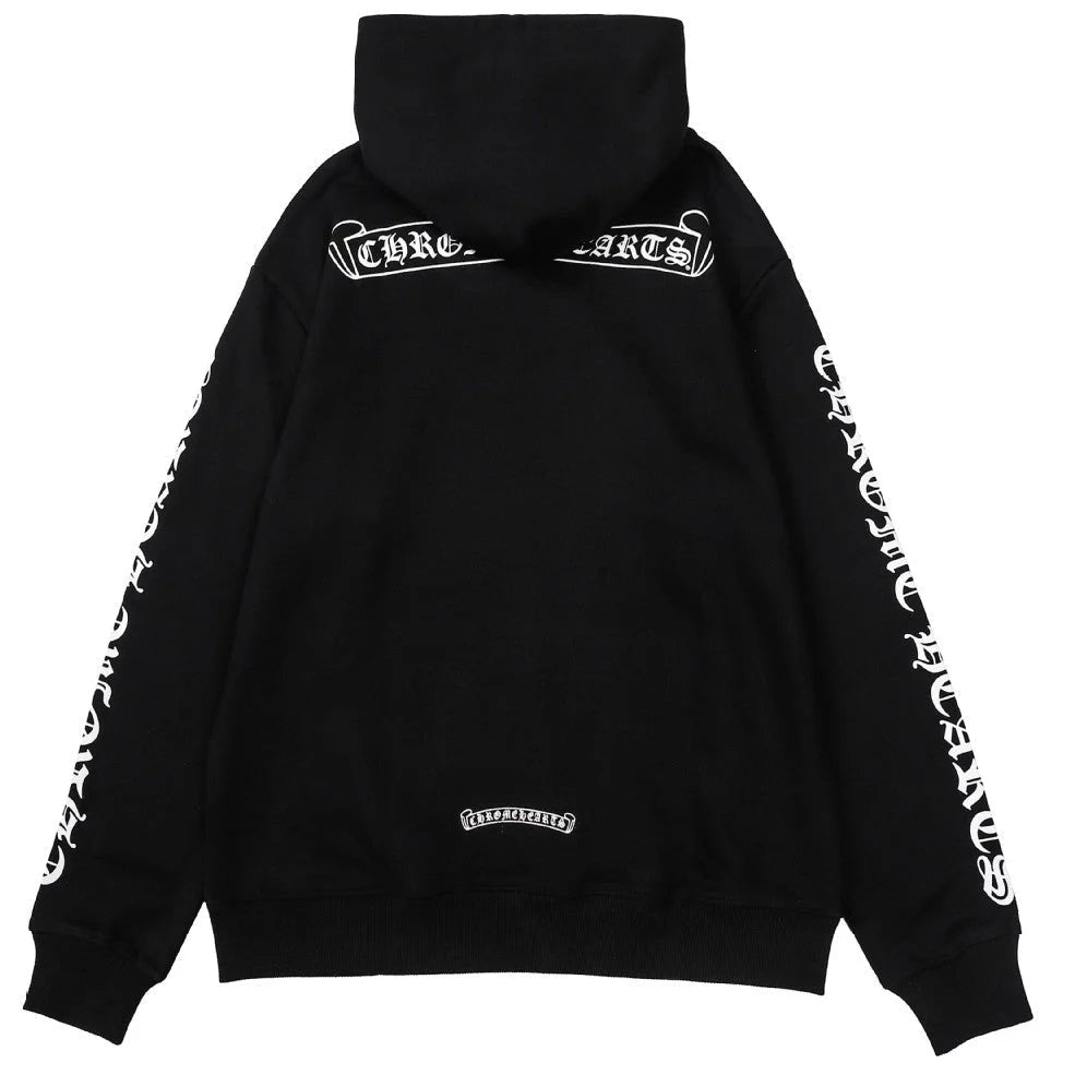 Chrome Hearts Black Script Zip Hoodie