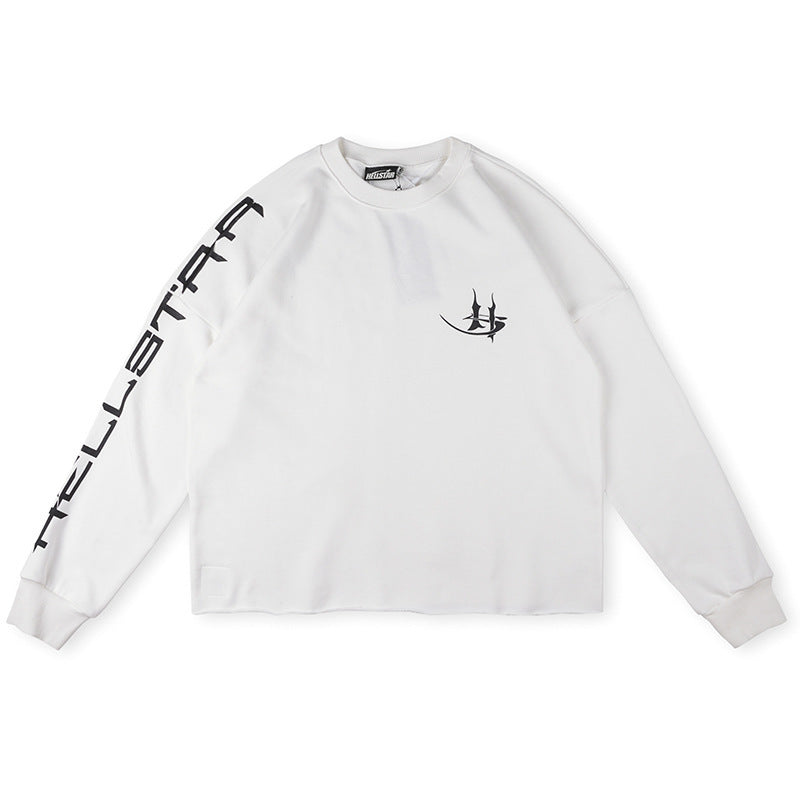 Hellstar White Black Logo Long Sleeve Shirt