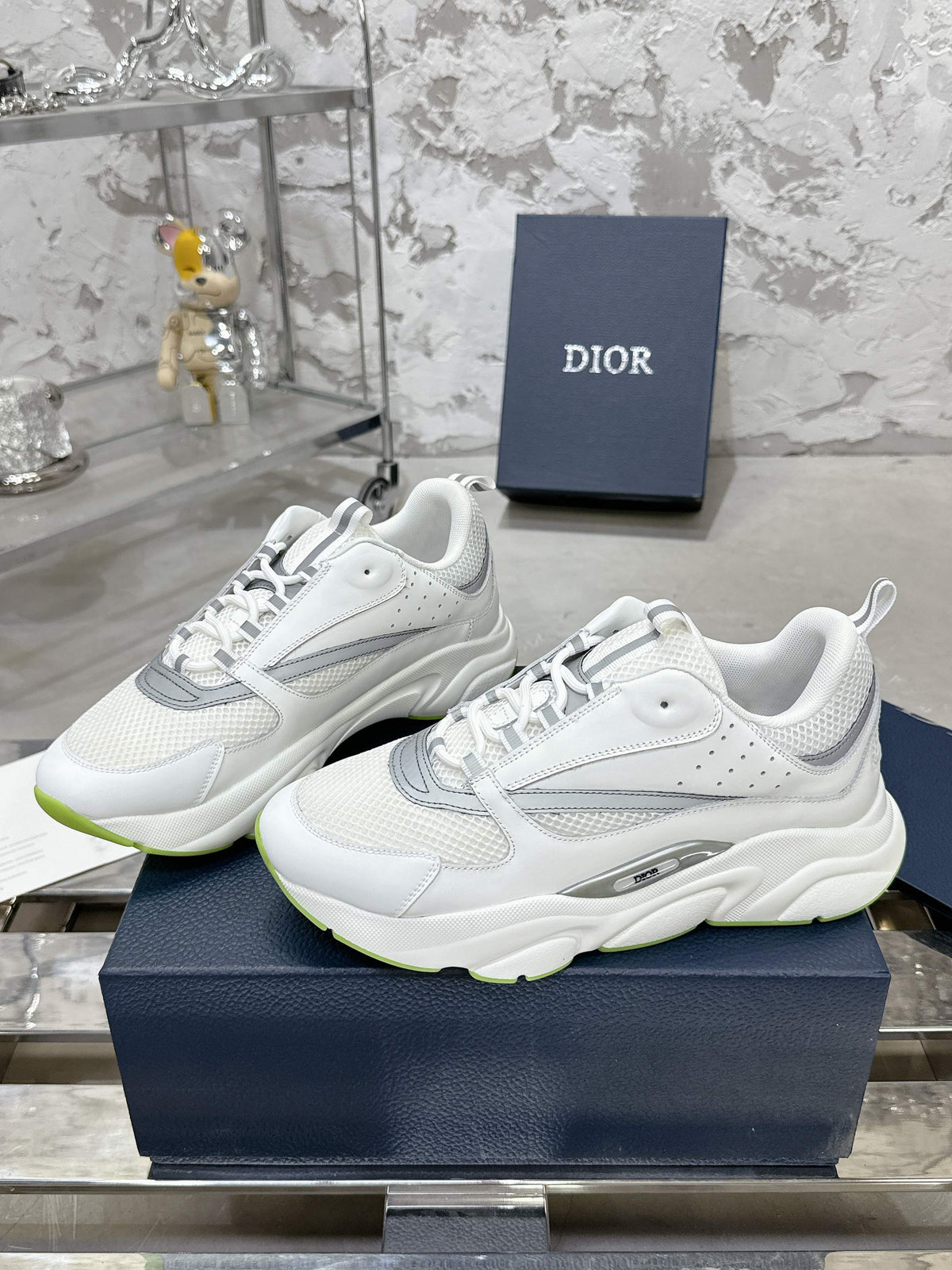 Dior B22 Sneaker White Grey and Neon Green
