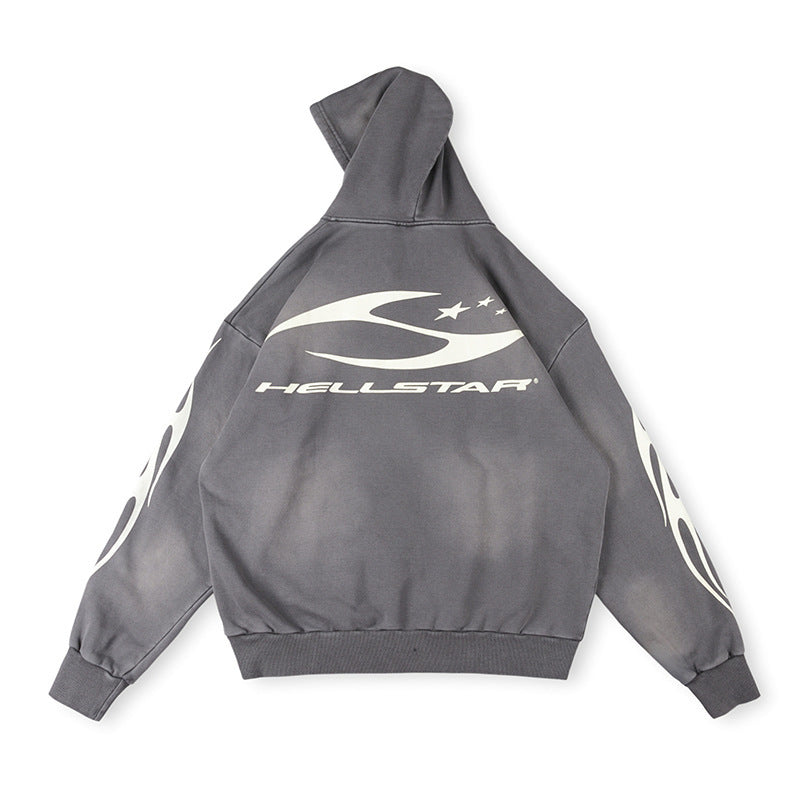 Hellstar Charcoal Silver Sport Logo Hoodie