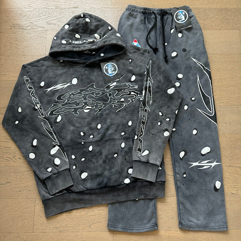 Hellstar Charcoal Crystal Graphic Sweatsuit Set